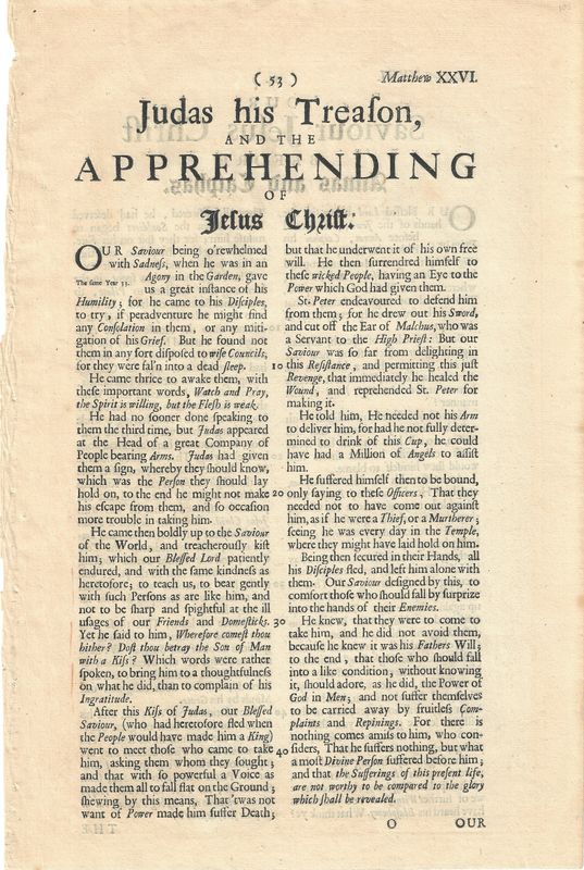 1750 Bible Page with Matthew XXVI in Text