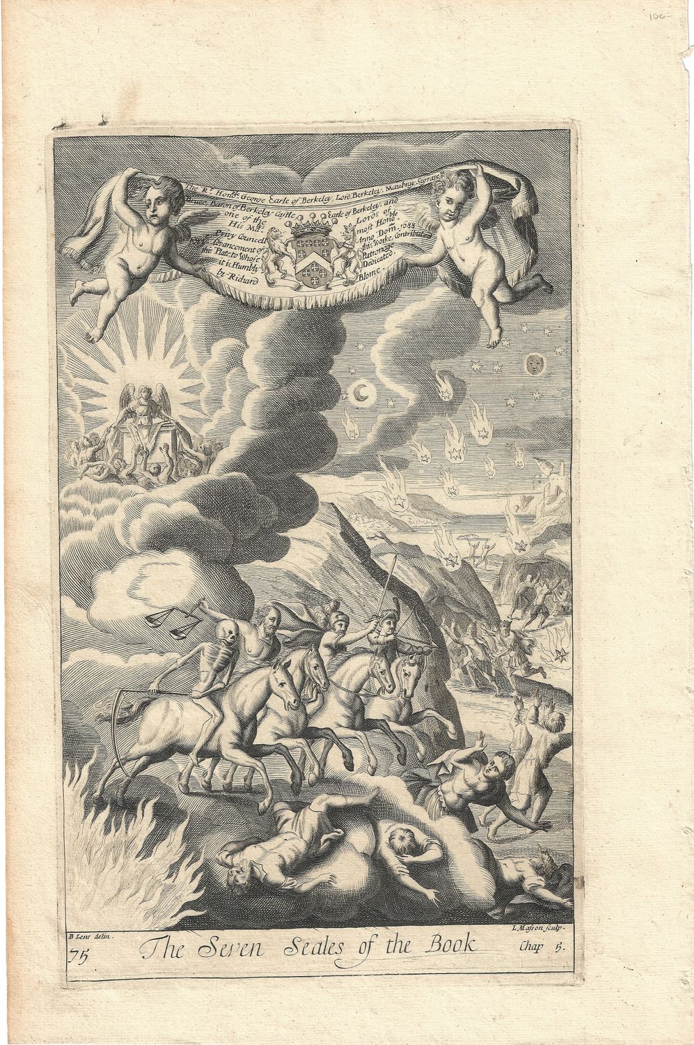 1750 View of the Seven Seales of the Book -Bible Page