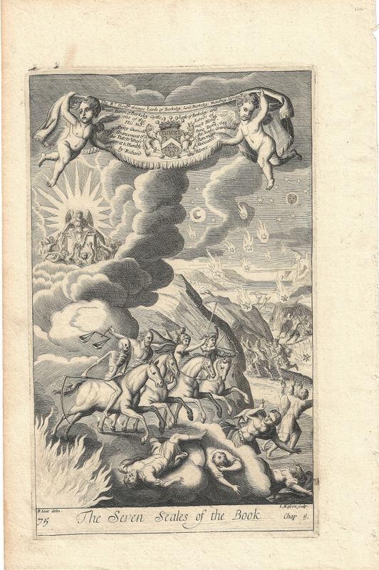 1750 View of the Seven Seales of the Book -Bible Page