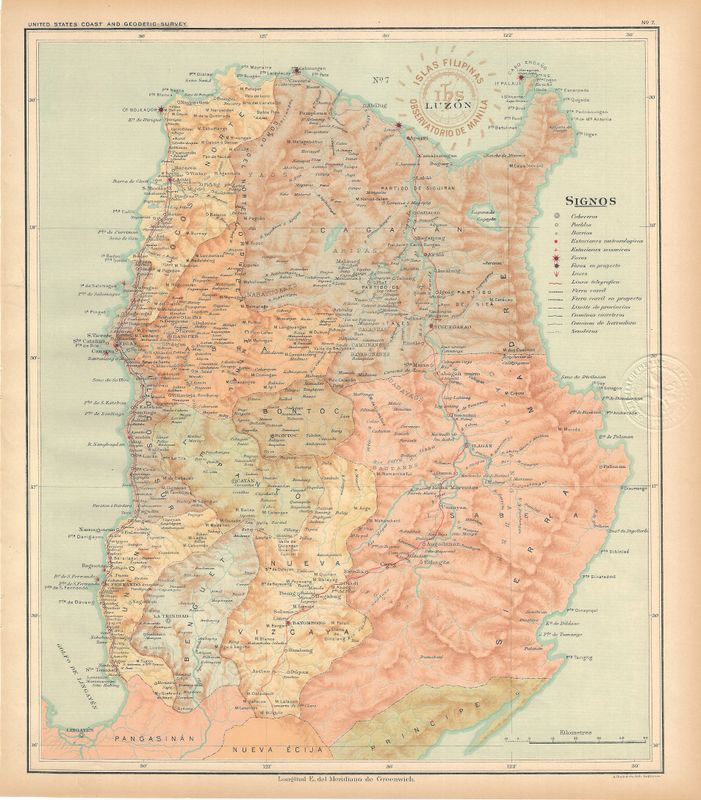 1899 USC&amp;GS Islas Filipinas Maps of the Philippine Islands- No. 7 Luzon