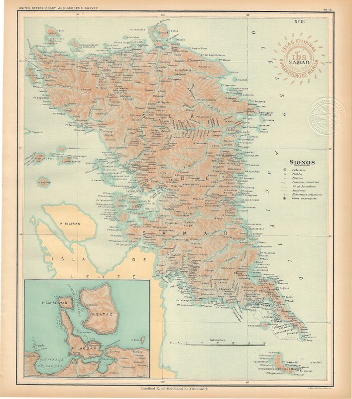 1899 USC&amp;GS Islas Filipinas Maps of the Philippine Islands- No.18 Samar