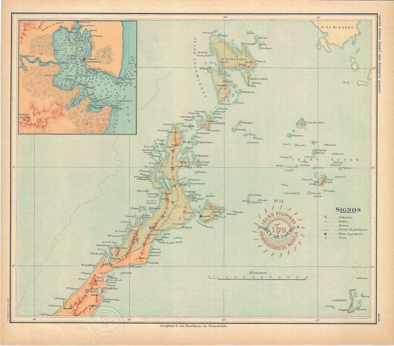 1899 USC&amp;GS Islas Filipinas Maps of the Philippine Islands- No.24 Paragua