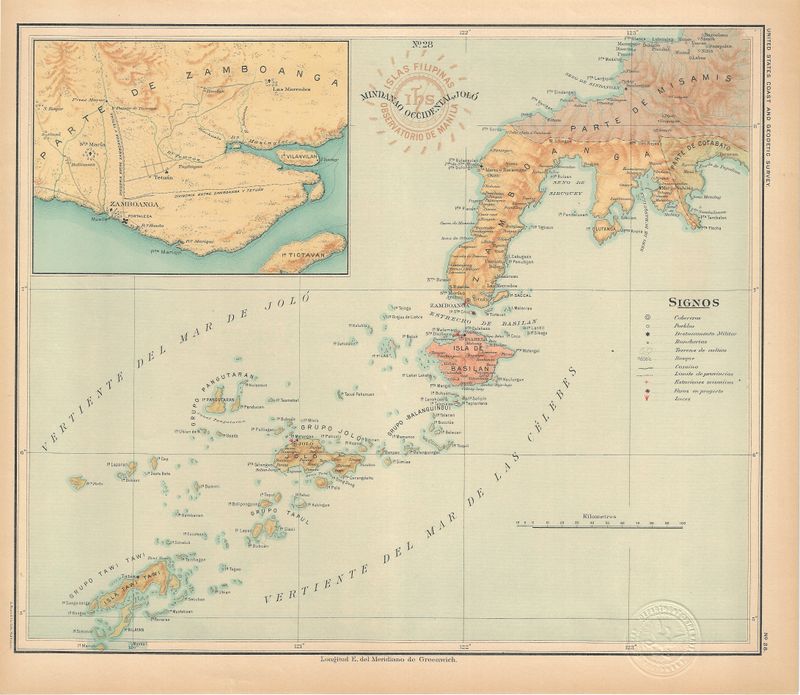 1899 USC&amp;GS Islas Filipinas Maps of the Philippine Islands- No.28 Mindanao West