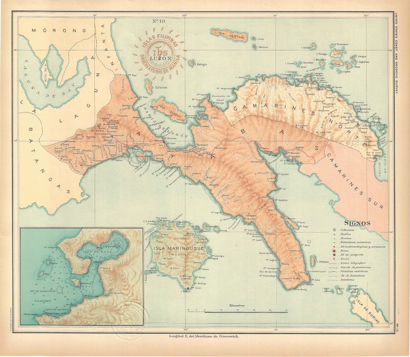 1899 USC&amp;GS Islas Filipinas Maps of the Philippine Islands- No.10 Luzon