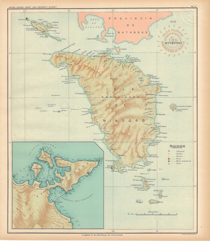 1899 USC&amp;GS Islas Filipinas Maps of the Philippine Islands- No.15 Minduro