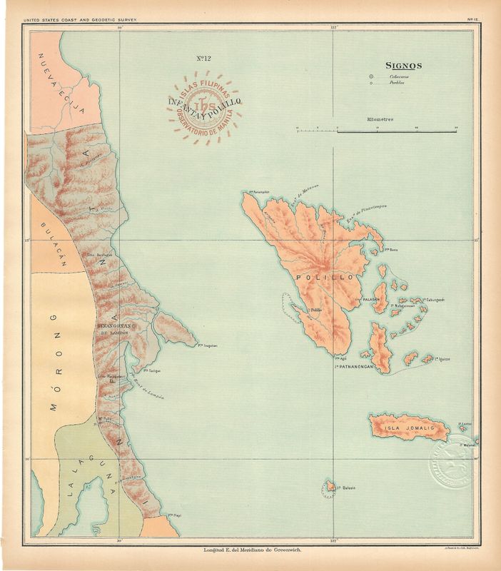 1899 USC&amp;GS Islas Filipinas Maps of the Philippine Islands- No.12 Infantay Polillo