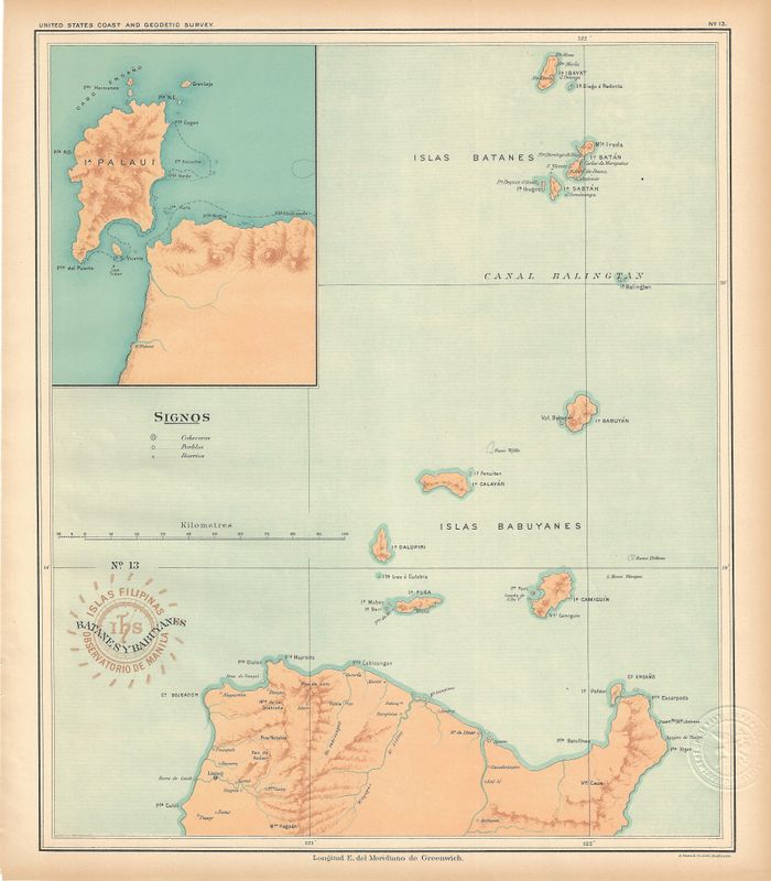 1899 USC&amp;GS Islas Filipinas Maps of the Philippine Islands- No.13 Batanes &amp; Babuyanes