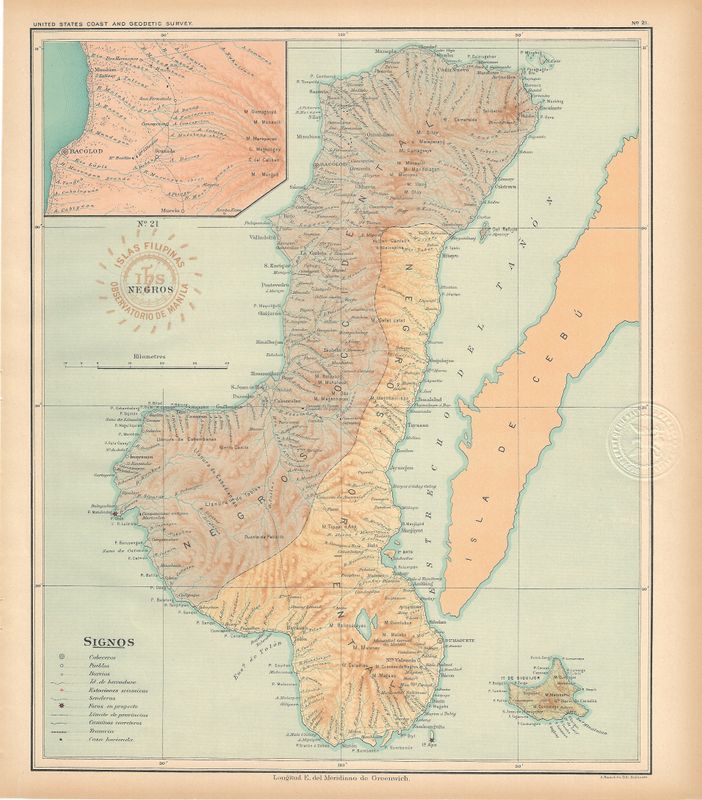 1899 USC&amp;GS Islas Filipinas Maps of the Philippine Islands- No.21 Negros