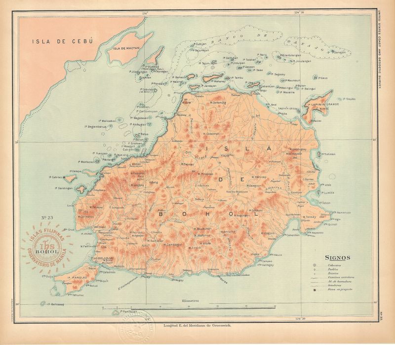 1899 USC&amp;GS Islas Filipinas Maps of the Philippine Islands- No.23 Bohol