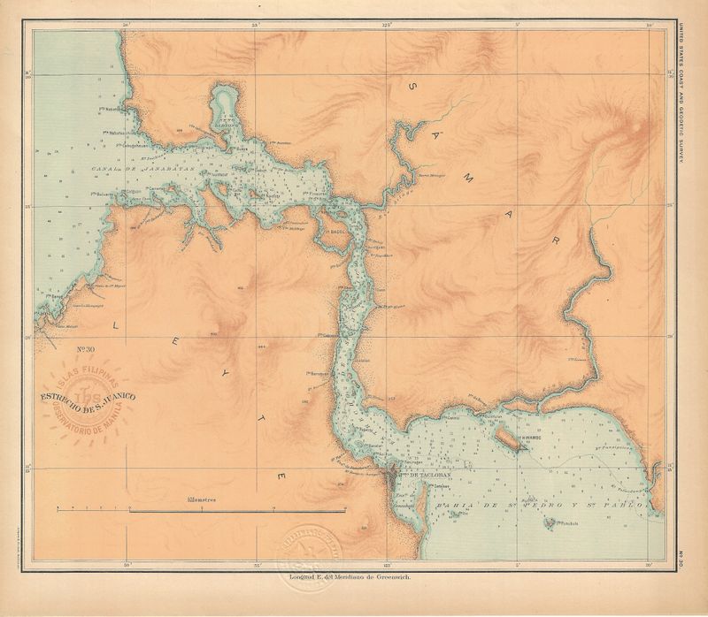 1899 USC&amp;GS Islas Filipinas Maps of the Philippine Islands- No.30 Estracho des St Juanico