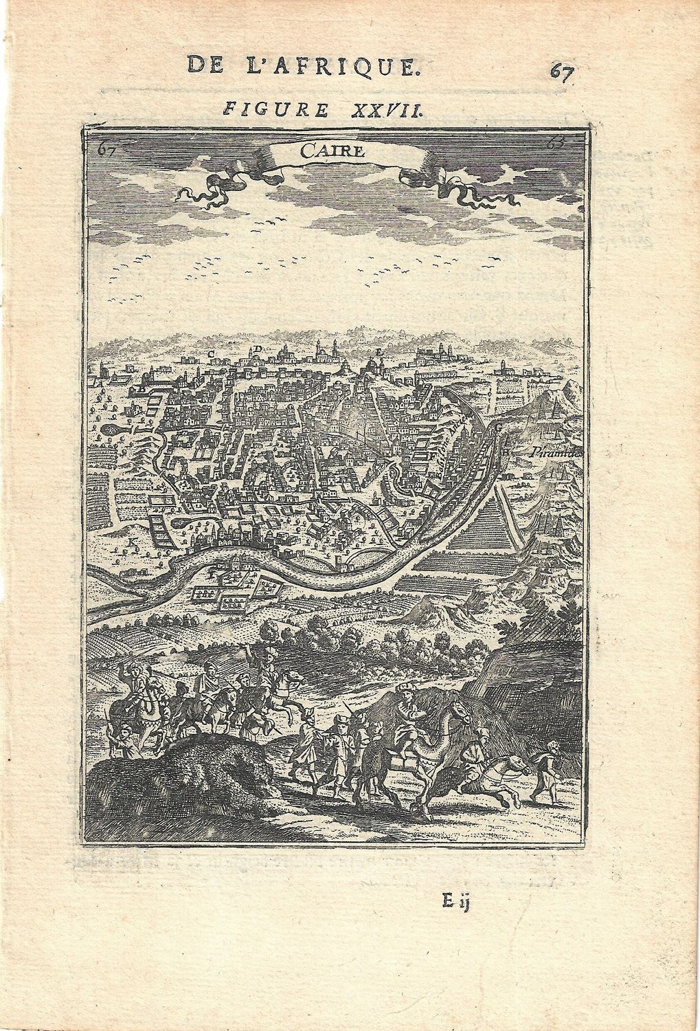 1719 Map of Cairo by Mallet