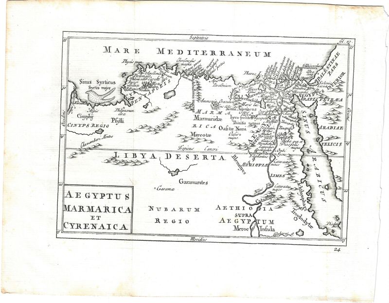 1731 Map of Ancient Egypt: Marmarica Cyrenaica and Aegyptus by Cellarius 