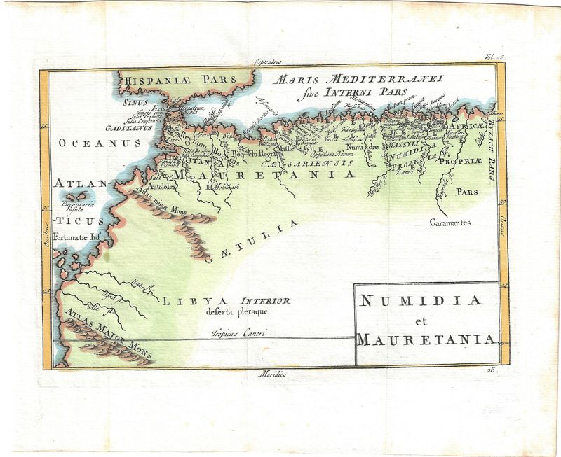1731 Map of Numidia &amp; Mauretania by Cellarius 
