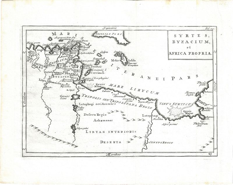 1731 Map of Syrtes, Byzacium, Africa Propia from the Geographia Antiqua by Cellarius