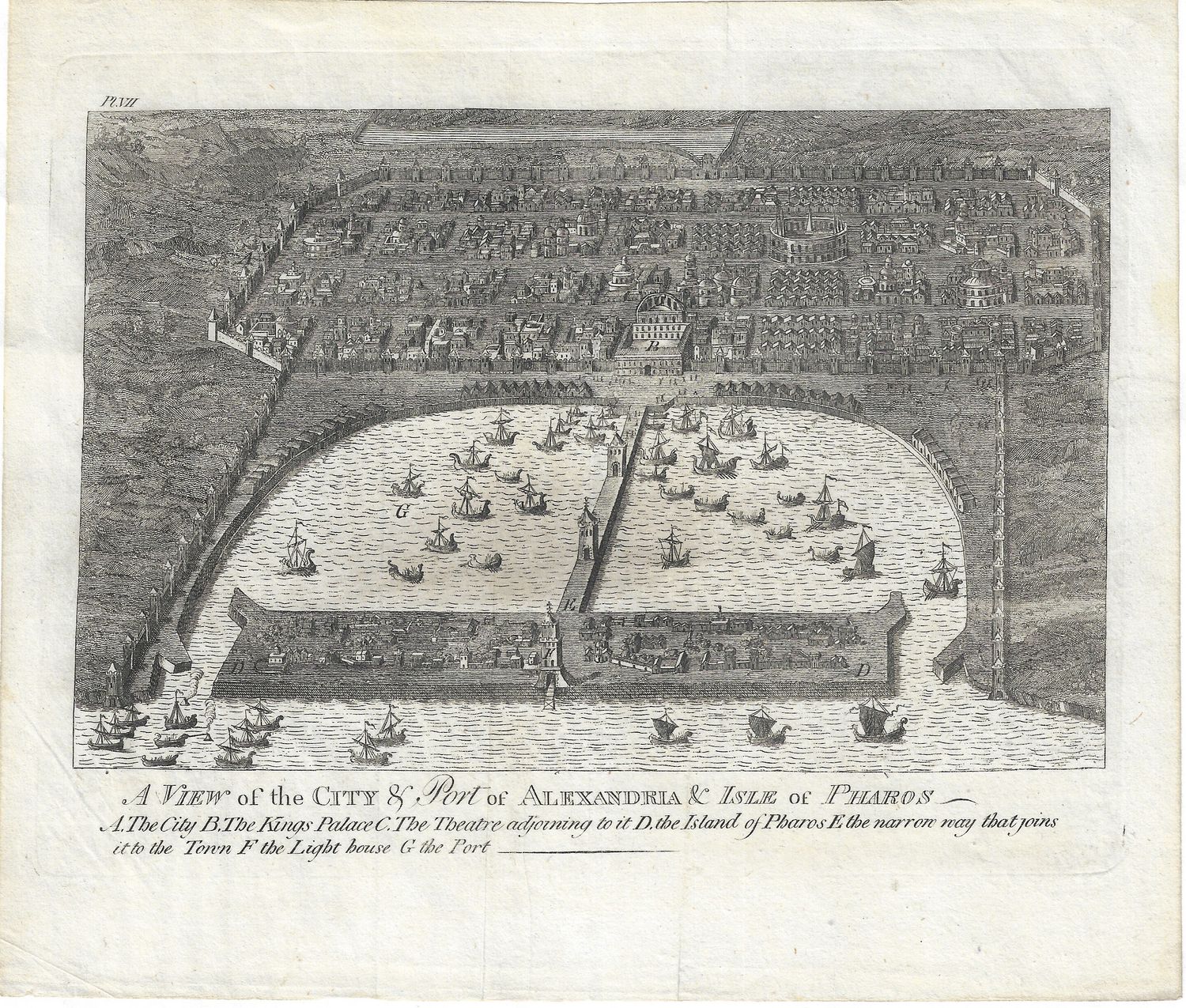1800 View of the Port of Alexandria and Isle of Pharos