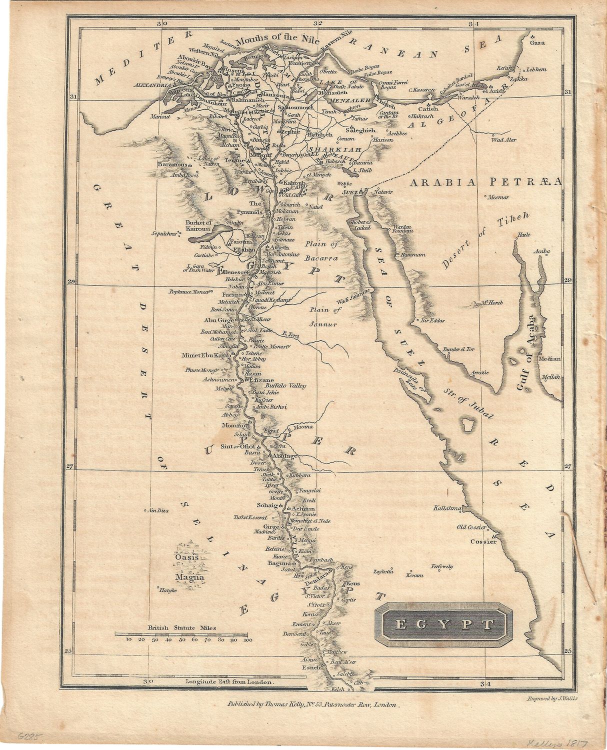 1817 Map of Egypt by Thomas Kelly
