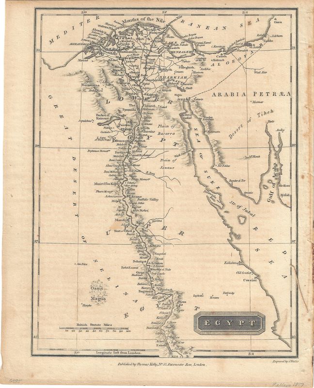 1817 Map of Egypt by Thomas Kelly