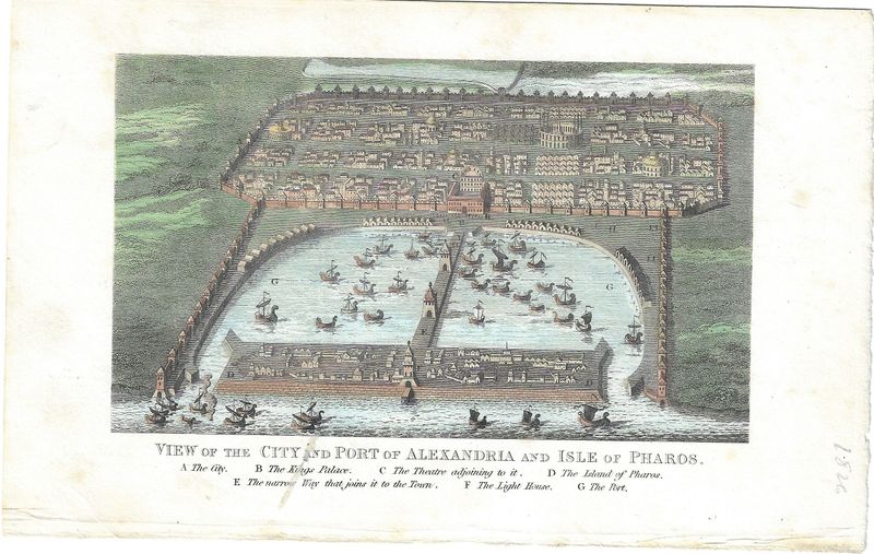 1826 View of the City and Port of Alexandria and the Isle of Pharos w/hc
