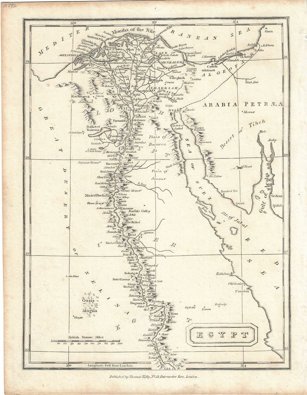 1830 Map of Egypt by Thomas Kelly 