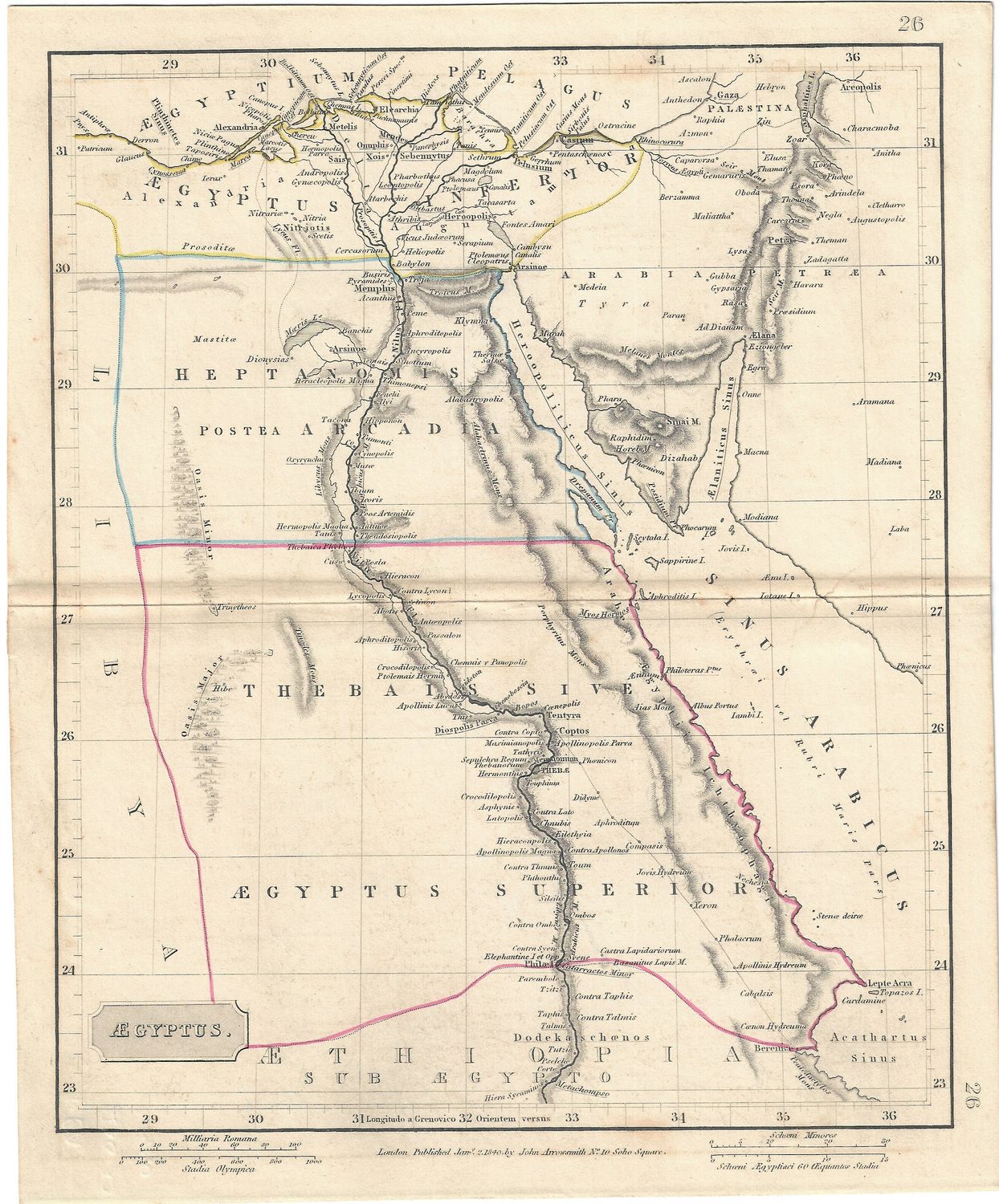 1840 Map of Ancient Egypt  by John Arrowsmith
