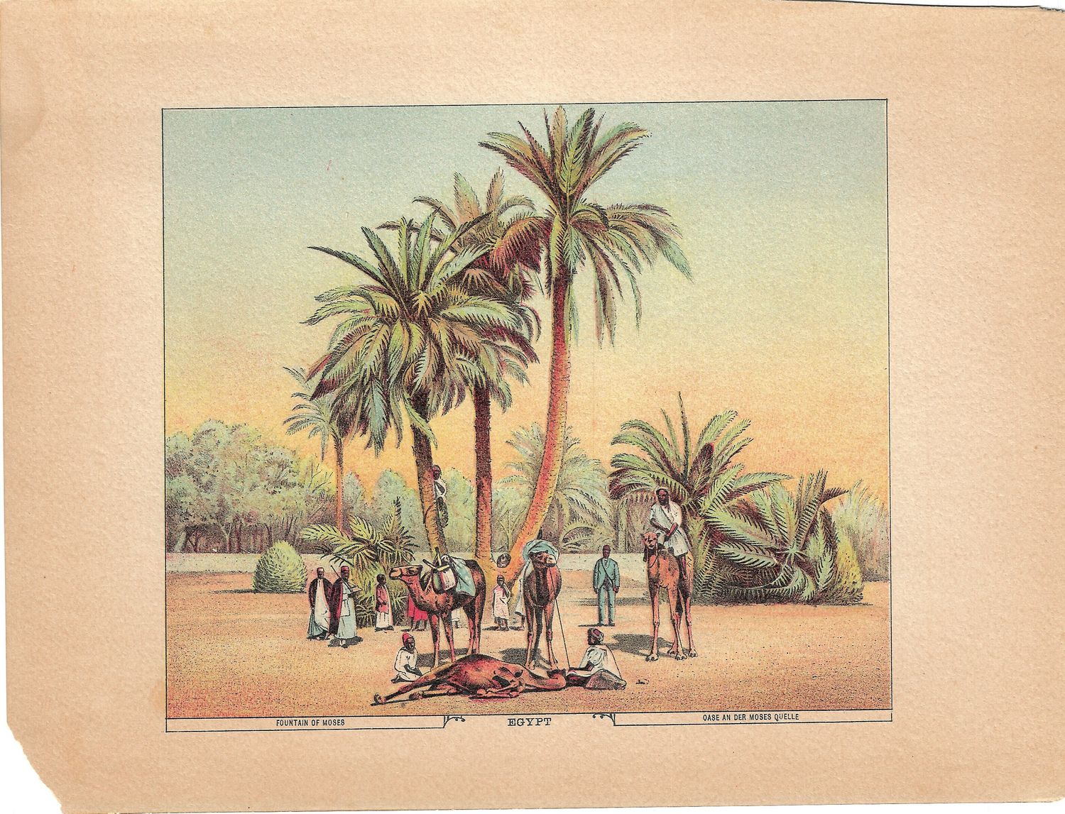 1880 German Chromolithographic Views of Egypt - Set of 4 Pcs