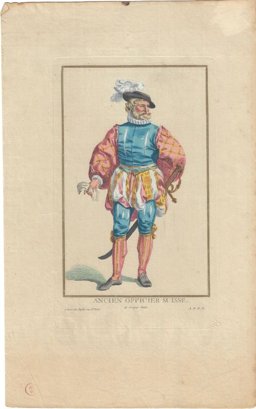 1784 Copper Engraving by Pierre Duflos w/ ohc  - Ancien Officer Suisse