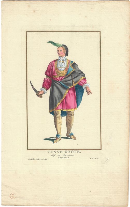 1784 Copper Engraving by Pierre Duflos w/ ohc  - Cunne Shote Iroquios Chief