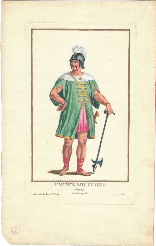 1784 Copper Engraving by Pierre Duflos w/ ohc  - Encien Militaire Danois