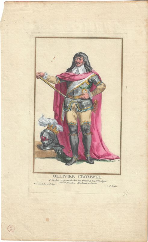 1784 Copper Engraving by Pierre Duflos w/ ohc  - Oliver Cromwell