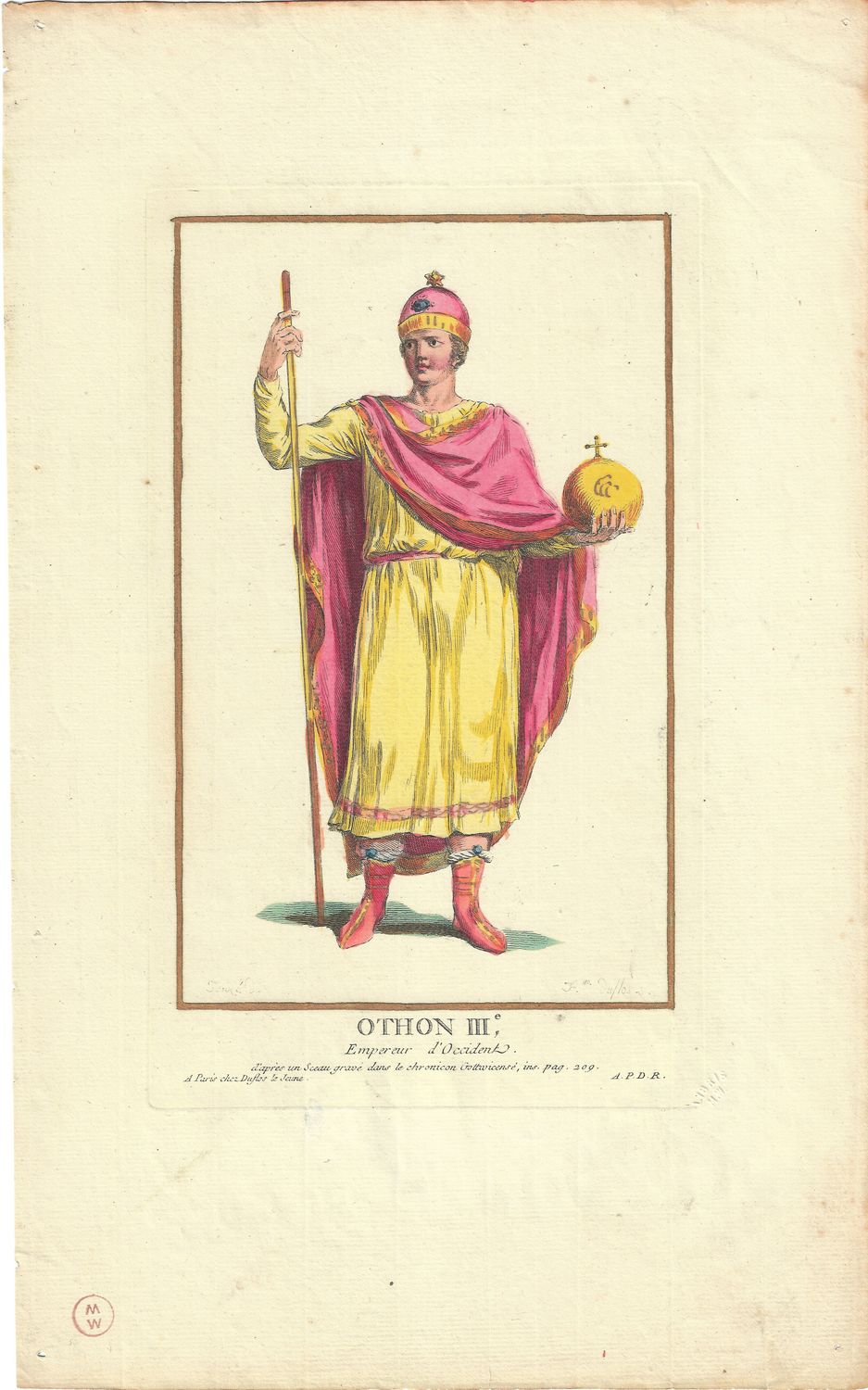 1784 Copper Engraving by Pierre Duflos w/ ohc  - Othan III