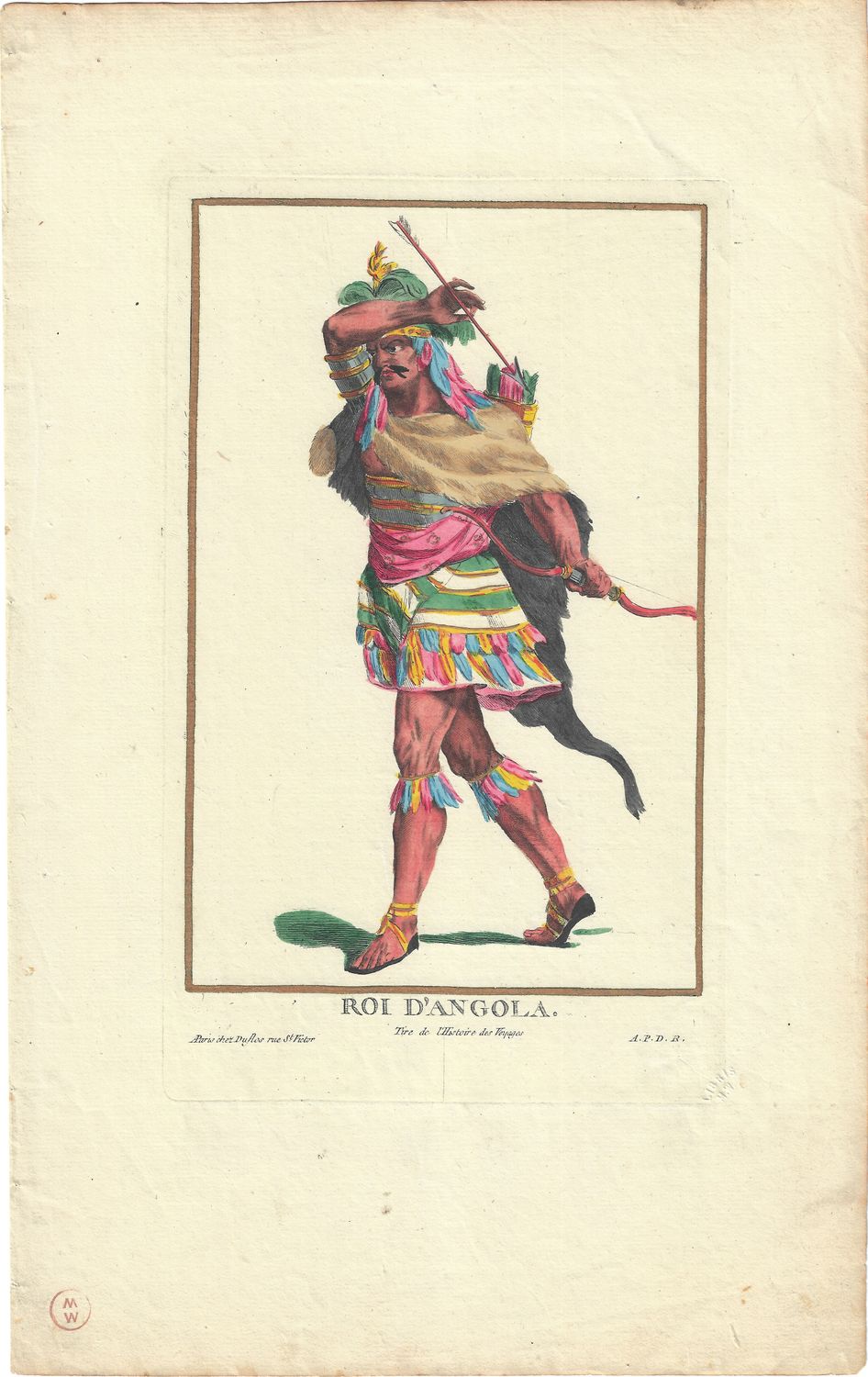 1784 Copper Engraving by Pierre Duflos w/ ohc  - Roi D&#39;Angola