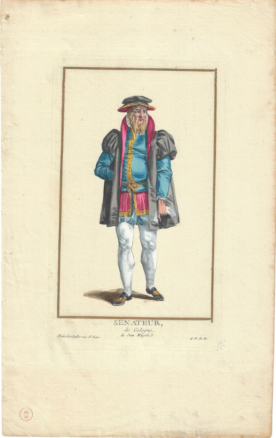 1784 Copper Engraving by Pierre Duflos w/ ohc  - Senatuer de Cologne