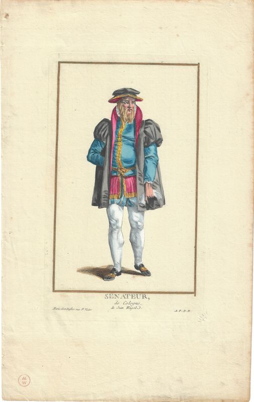 1784 Copper Engraving by Pierre Duflos w/ ohc  - Senatuer de Cologne