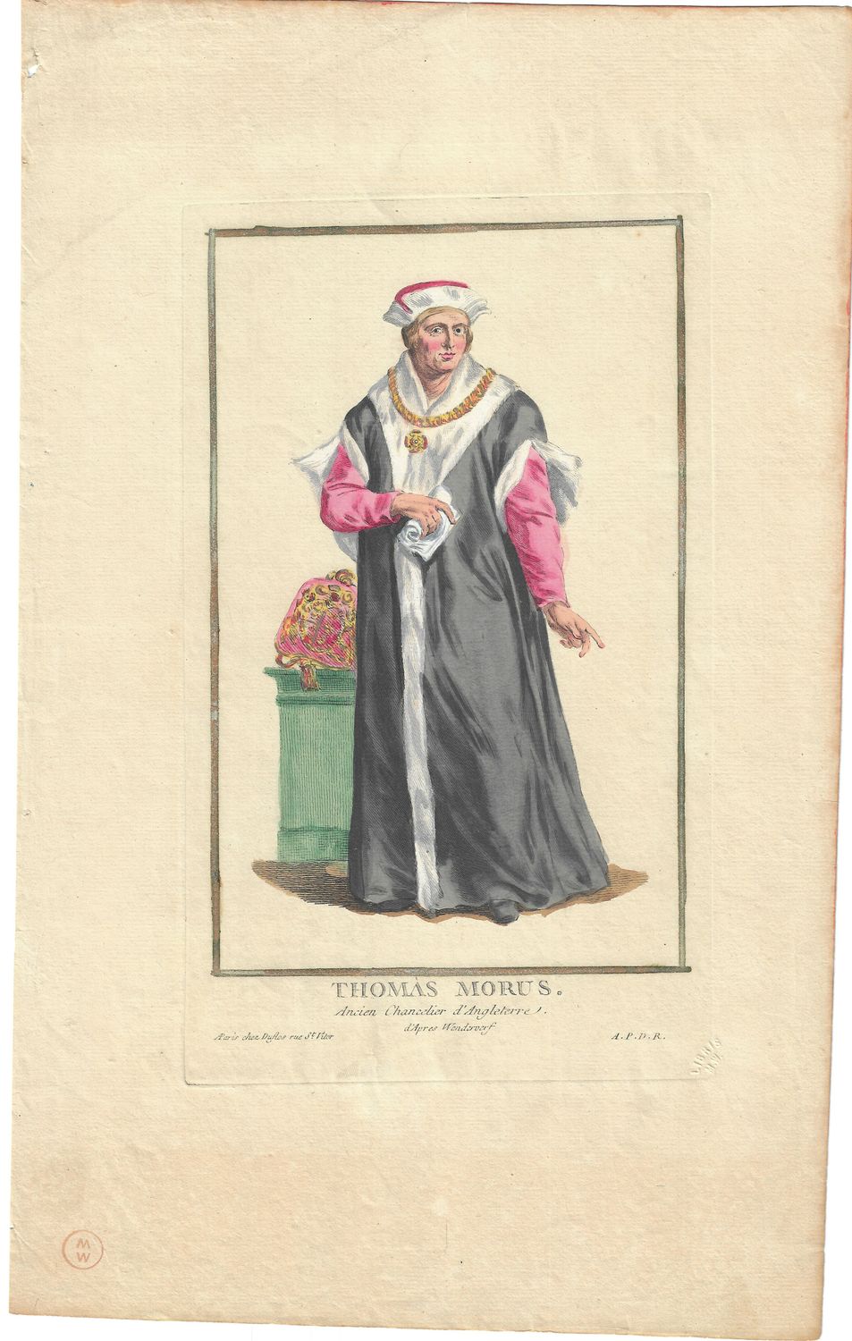 1784 Copper Engraving by Pierre Duflos w/ ohc  - Thomas Morus