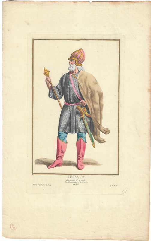 1784 Copper Engraving by Pierre Duflos w/ ohc - Arpa 1st Hungarian Captain