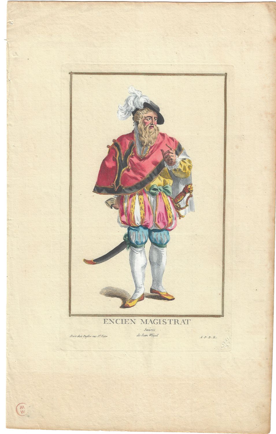 1784 Copper Engraving by Pierre Duflos w/ ohc - Encien Magistrat