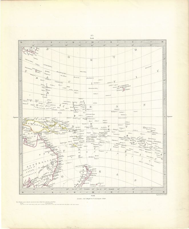 1838 Map of Polynesia by J. &amp; C. Walker
