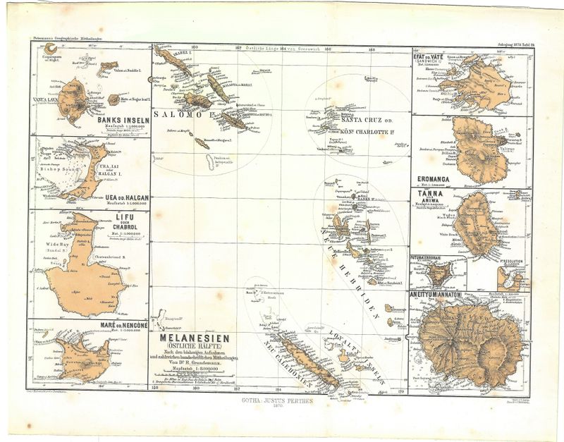 1870 Map of Melanesia (Oceania) by Justus Perthes