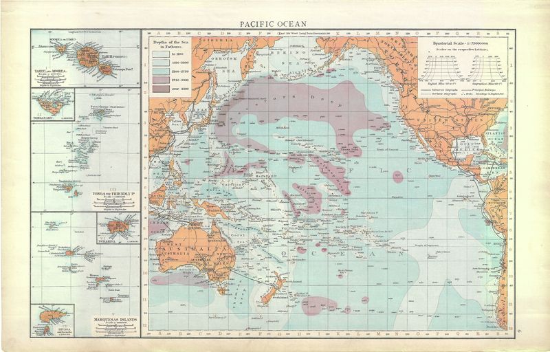 1893 Map of the Pacific Ocean by Atlas Pub Co. Leipzig