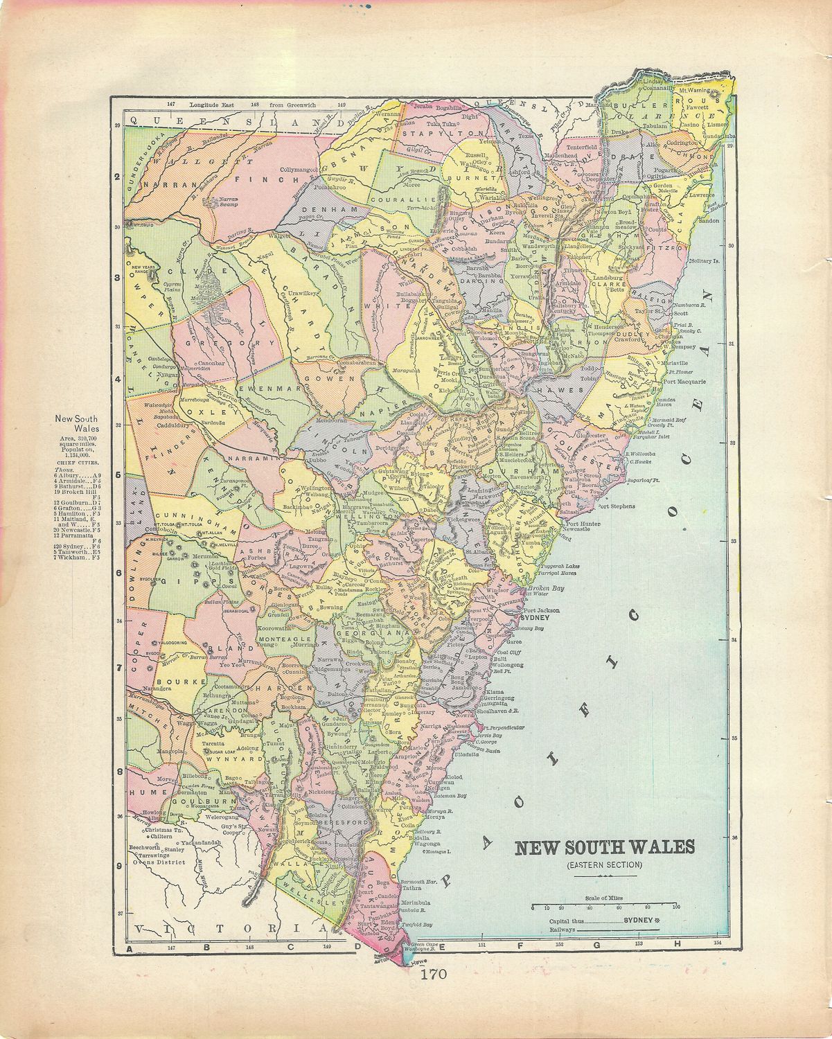 1899 Map of New South Wales Aus. by George Cram