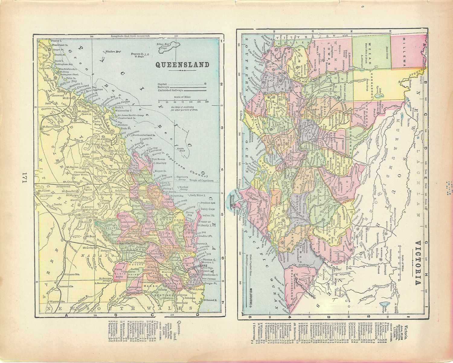 1899 Map of West and South Australia by George Cram