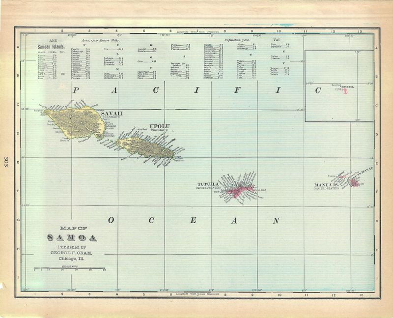 1901 Map of Samoa by George Cram