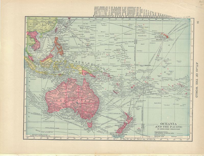 1904 Hammond's Map of Oceania &amp; the Pacific