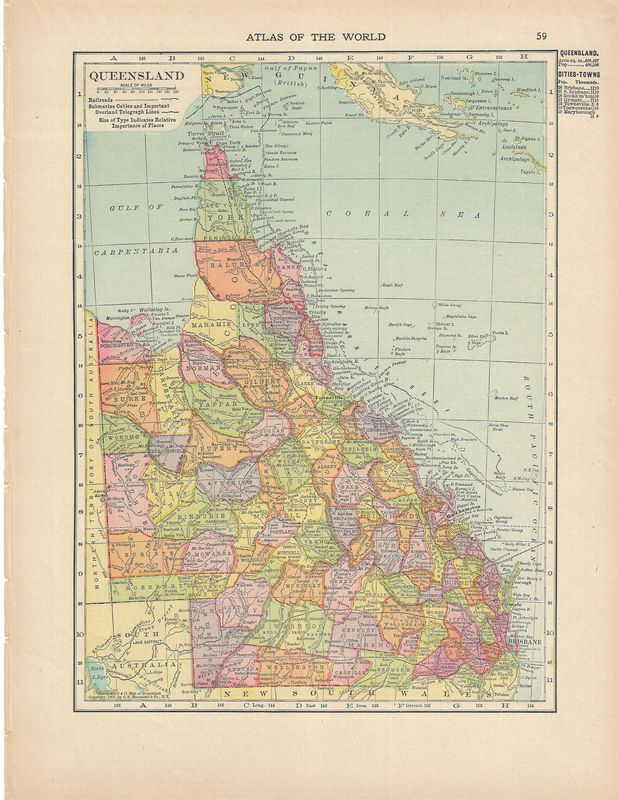 1905 Hammond's Map of Queensland