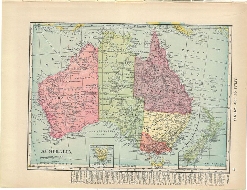 1910 Map of Australia by C.S.Hammond