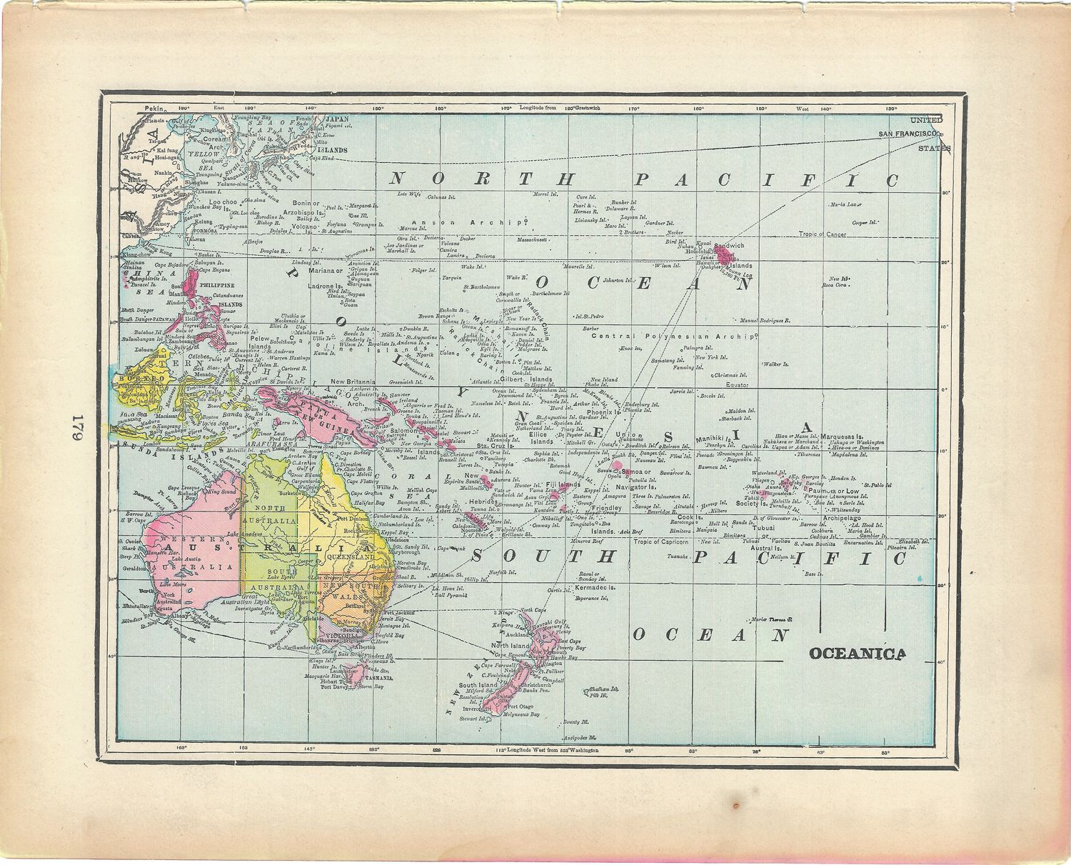 1911 Map of Oceanica by George Cram