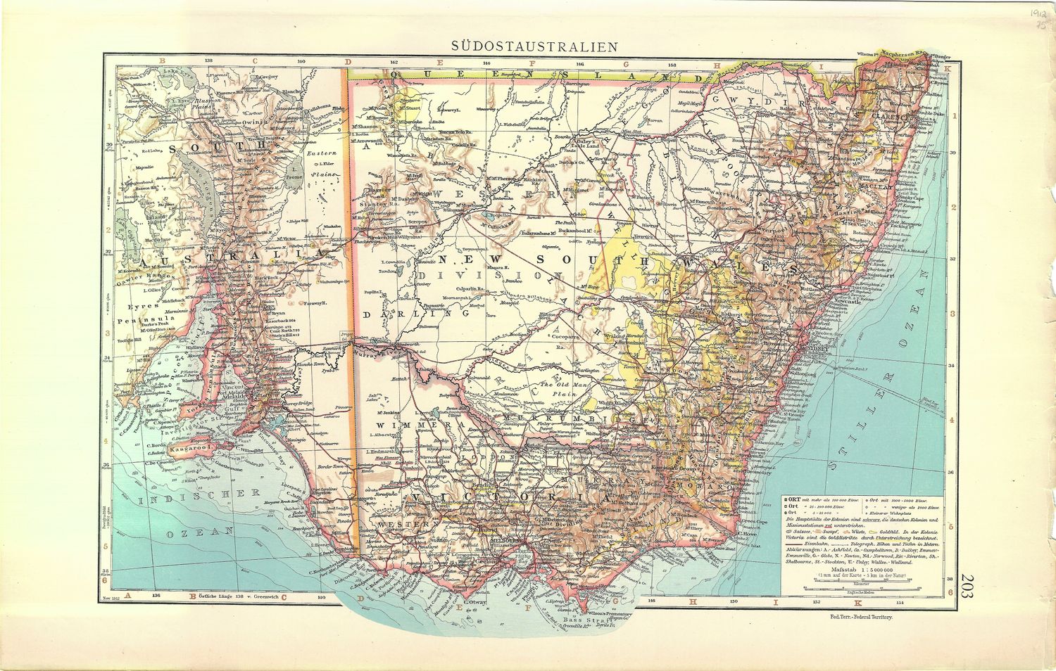1912 Map of South Australia by Justus Perthus