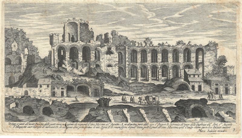 1710 View of the Ruins of Palatino by Marco Sadeler