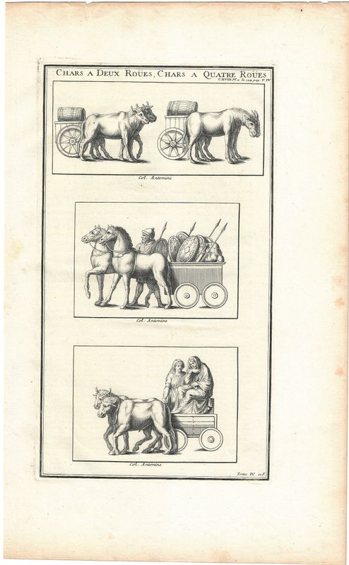1713 Roman Bas Relief Images of Carts and Chariots  (pair)