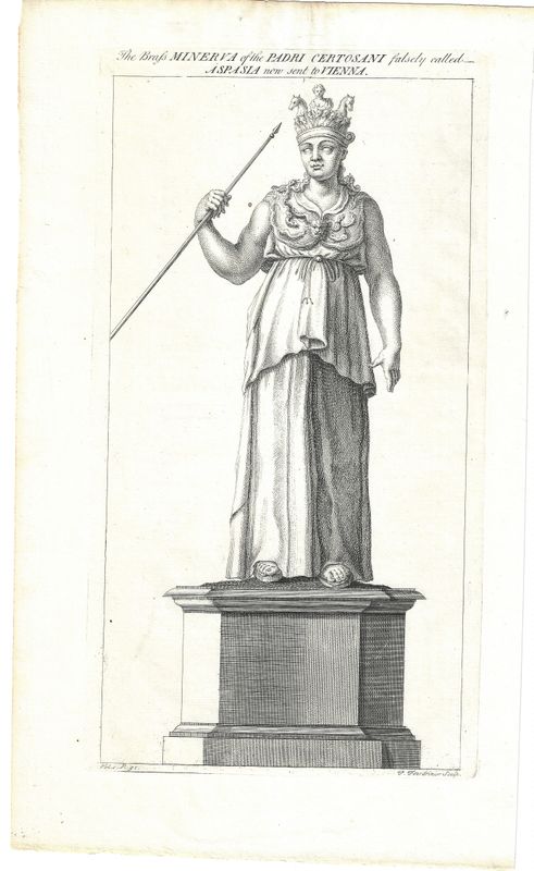 1735 Copper Engraving of a Statue of Minerva
